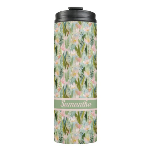 Bouteilles Isothermes Whimsical Sage Green Floral Personalized (Devant)