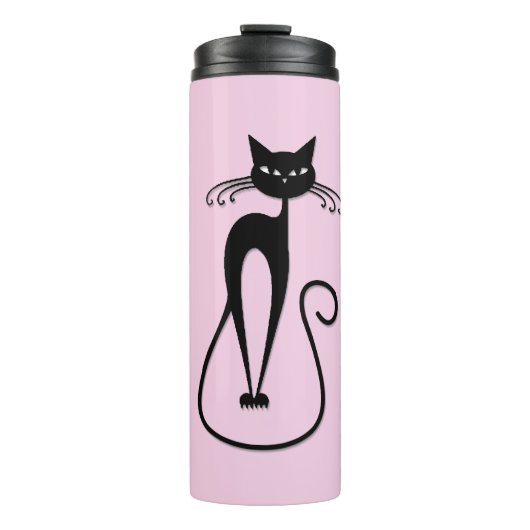 Bouteilles Isothermes Whimsical Skinny Chat noir rose (Devant)