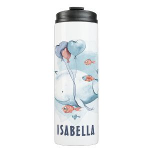 Bouteilles Isothermes Whimsical Watercolor Whale and Fishes