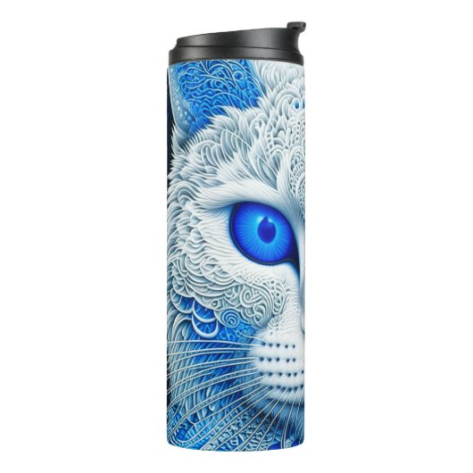 Bouteilles Isothermes White Mystical Cat Ethereal AI Art (Tourné sur la gauche)