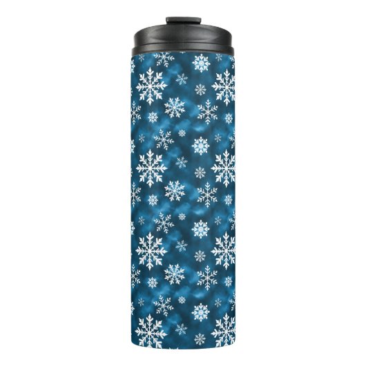 Bouteilles Isothermes White Snowflakes On Icy Blue Winter Background (Devant)