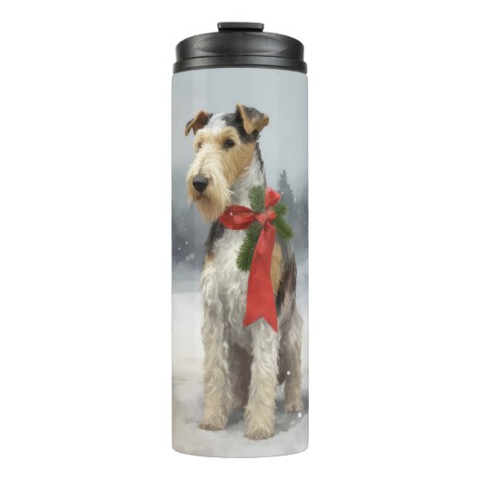 Bouteilles Isothermes Wirefox Terrier Chien de Noël de neige (Devant)