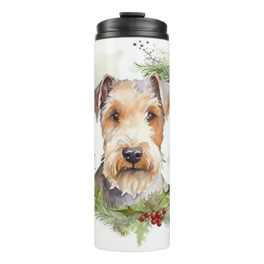Bouteilles Isothermes Wirefox Terrier Festive de Noël Wreath Pup (Devant)