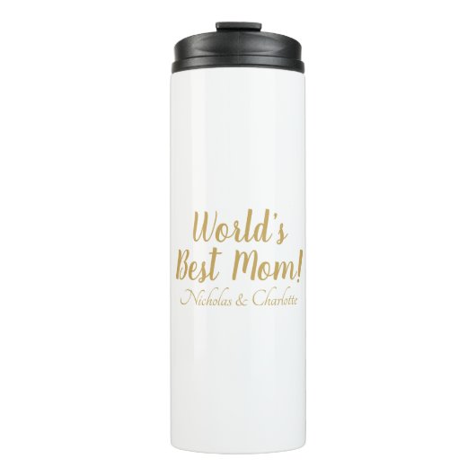 Bouteilles Isothermes World’s Best Mom gold custom script mignon (Devant)