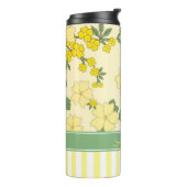 Bouteilles Isothermes Yellow Floral and Stripes Personalised (Tourné sur la gauche)