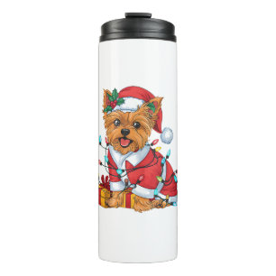 Bouteilles Isothermes Yorkie Xmas Éclairage Père Noël Yorkie Chien Noël