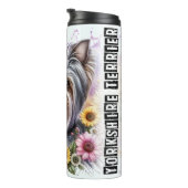 Bouteilles Isothermes Yorkshire Terrier avec des tournesols et des fleur (Tourné sur la droite)
