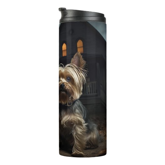 Bouteilles Isothermes Yorkshire Terrier Halloween effrayant (Tourné sur la droite)