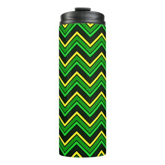 Bouteilles Isothermes Zigzag de chevron vert, noir et jaune (Devant)