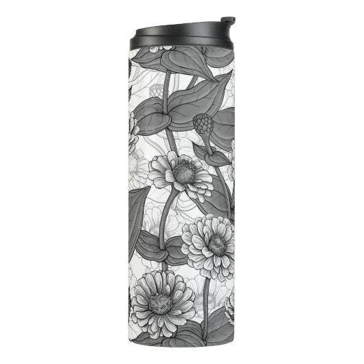 Bouteilles Isothermes Zinnias, monochrome sur blanc (Tourné sur la gauche)