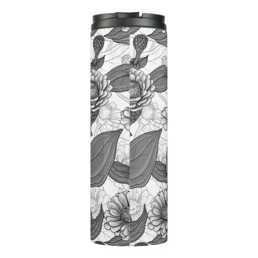 Bouteilles Isothermes Zinnias, monochrome sur blanc (Dos)