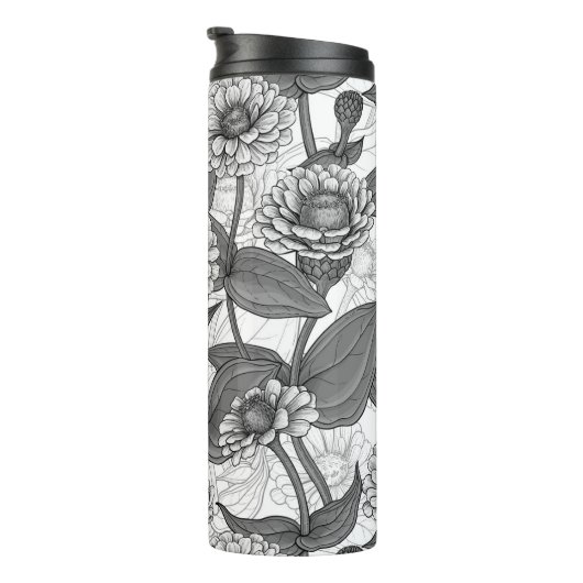 Bouteilles Isothermes Zinnias, monochrome sur blanc (Tourné sur la droite)