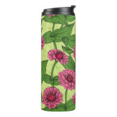 Bouteilles Isothermes Zinnias rose sur vert clair (Tourné sur la gauche)