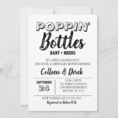 Bouteilles Poppin' Baby shower noir Invitation (Devant)