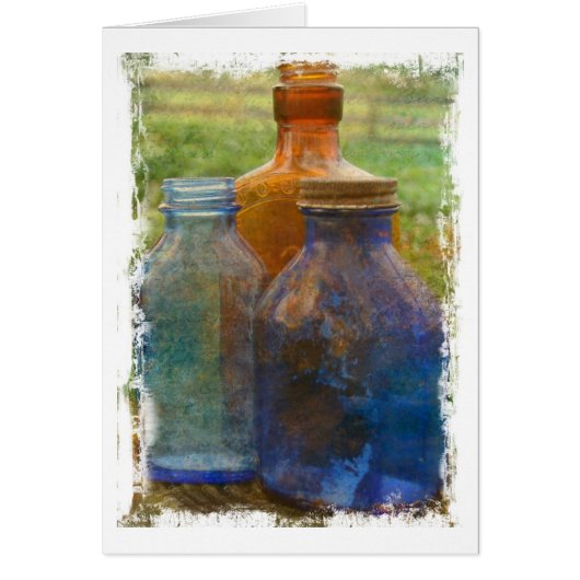 Bouteilles vintages Avec Bordure De Grunge Blanche (Devant)