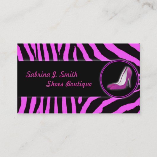 Boutique Carte de visite de chaussures rose Zebra (Devant)