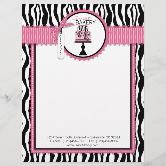 Boutique Chic Cake Bakery Letterhead Persoonlijk Briefhoofd (Voorkant)