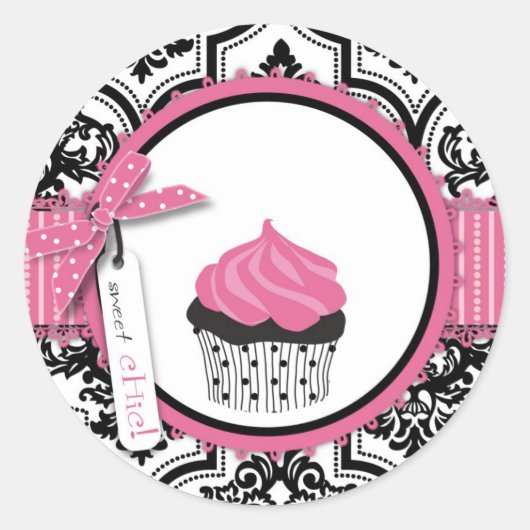Boutique Chic Cupcakes Sticker_mbkemp Ronde Sticker (Voorkant)