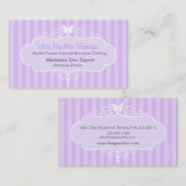 Boutique chic violet rayé carte de visite (Devant / Derrière)