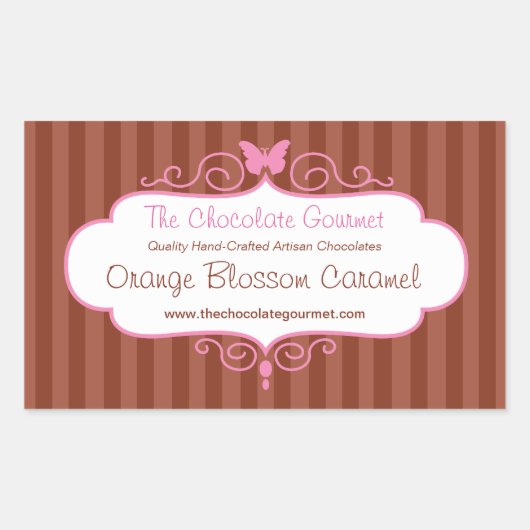 Boutique chocolat magasin rayures stickers brun (Devant)