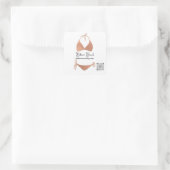 Boutique Clothing Qr Code Roos White Bikini Vierkante Sticker (Tas)