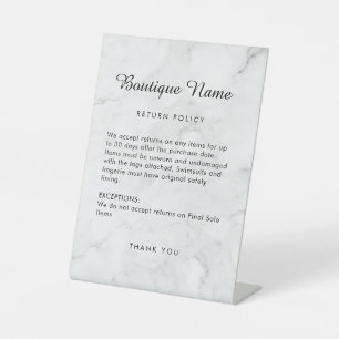 Boutique Clothing Store Return Policy Plaque Reclamebord Met Voetstuk