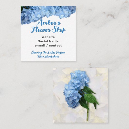 Boutique de fleurs Blue Hydrangea Cartes de visite (Devant / Derrière)