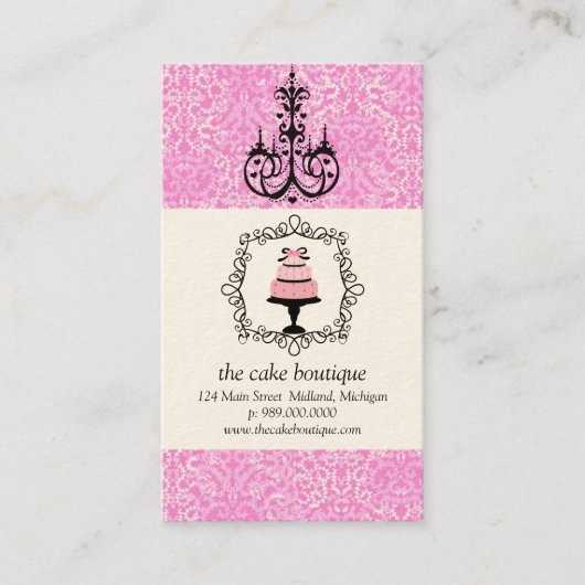 Boutique de gâteaux Cartes de visite Fancy Pink Da (Devant)