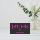 Boutique de tatouage Fille rose Carte de visite cr (Debout devant)