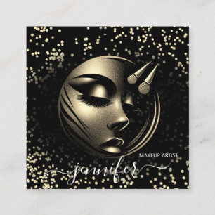 Boutique Glitter Lijst Make-up Artiest Logo Zwart  Vierkante Visitekaartje