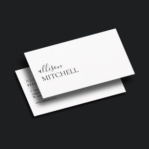 Boutique Luxe Script Uniek Minimalistisch Wit Visitekaartje