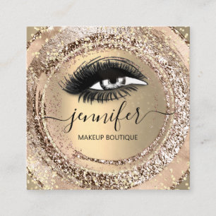 Boutique Makeup Lashes Faux Gold Roos QR Lash Vierkante Visitekaartje
