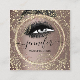 Boutique Makeup Lashes Gold Roos QR Lashes Brows Vierkante Visitekaartje