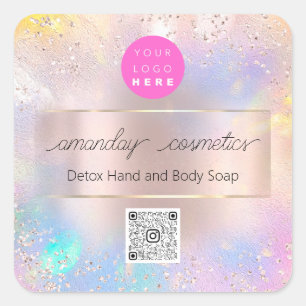 Boutique Online Winkelen Roos Holograaf QR Code Lo Vierkante Sticker