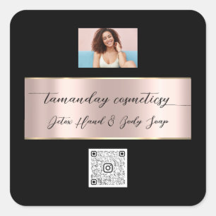 Boutique Online Winkelen Roos QR Code Logo Foto zw Vierkante Sticker