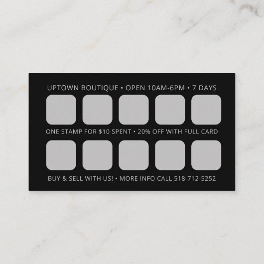 Boutique Récompenses QR Code Cartes de visite (Dos)