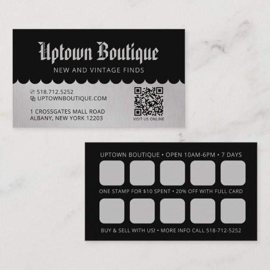 Boutique Récompenses QR Code Cartes de visite (Devant / Derrière)