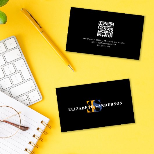 Boutique Retro Monogram QR Code Carte de visite