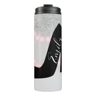 Boutique Schaduw Nep Glitter Monogram Naam       Thermosbeker