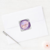 Boutique Shop Glitter Paars Silver Pink Vierkante Sticker (Envelop)