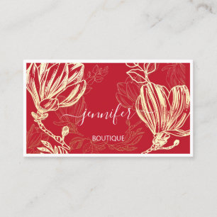 Boutique Shop Red Gold Flower Framed QR Logo Visitekaartje