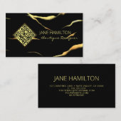 Boutique Simple Carte de visite en marbre noir (Devant / Derrière)