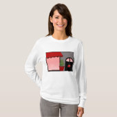 Boutique Storefront Red Black Topiary Open T-shirt (Voorkant volledig)