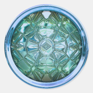 Bouton à coudre en verre autocollant bleu vert