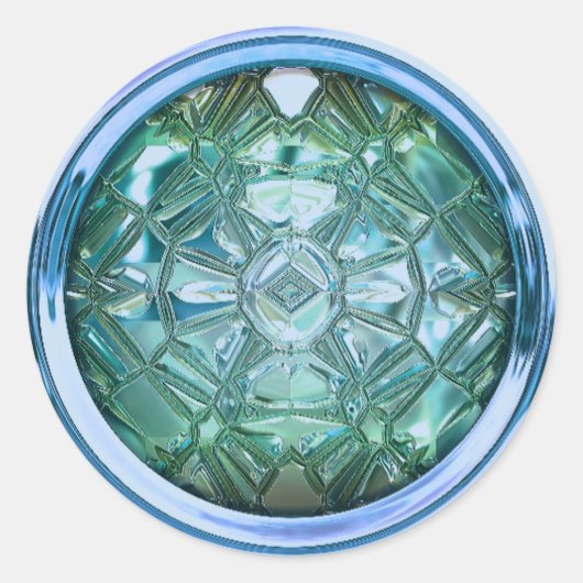 Bouton à coudre en verre autocollant bleu vert (Devant)