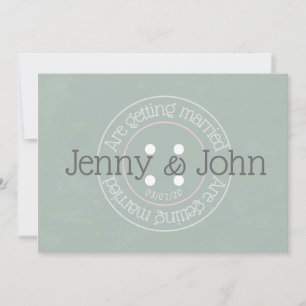 Bouton à coudre rose et vert invitation de mariage