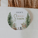 Bouton Baby shower des animaux de forêt<br><div class="desc">Voici notre bouton de baby shower pour animaux de forêt - parfait pour une célébration mignonne et fantasque! Doté d'un thème moderne de forêt aquarelle avec d'adorables créatures comme le renard, l'ours brun, le lapin et le cerf, il est parfait pour une douche sans rapport avec le genre. Ce design...</div>