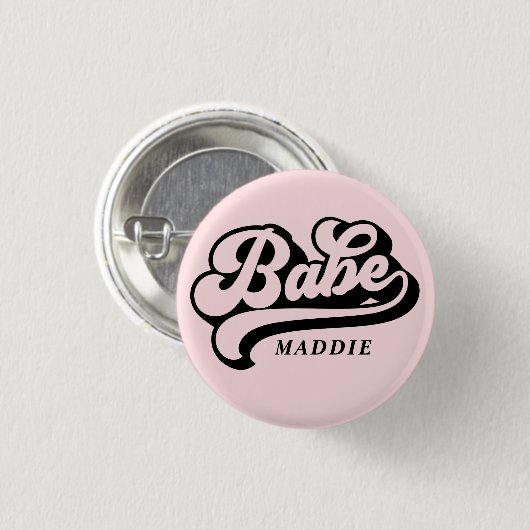 Bouton Badge Nom personnalisé Birde Babe (Devant & derrière)