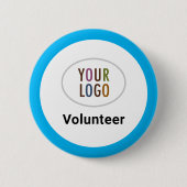 Bouton bleu Volontaire Badge Pinback Logo personna (Devant)
