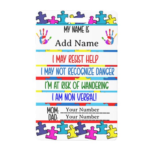 Bouton de contact alerte autisme non verbal Badge 